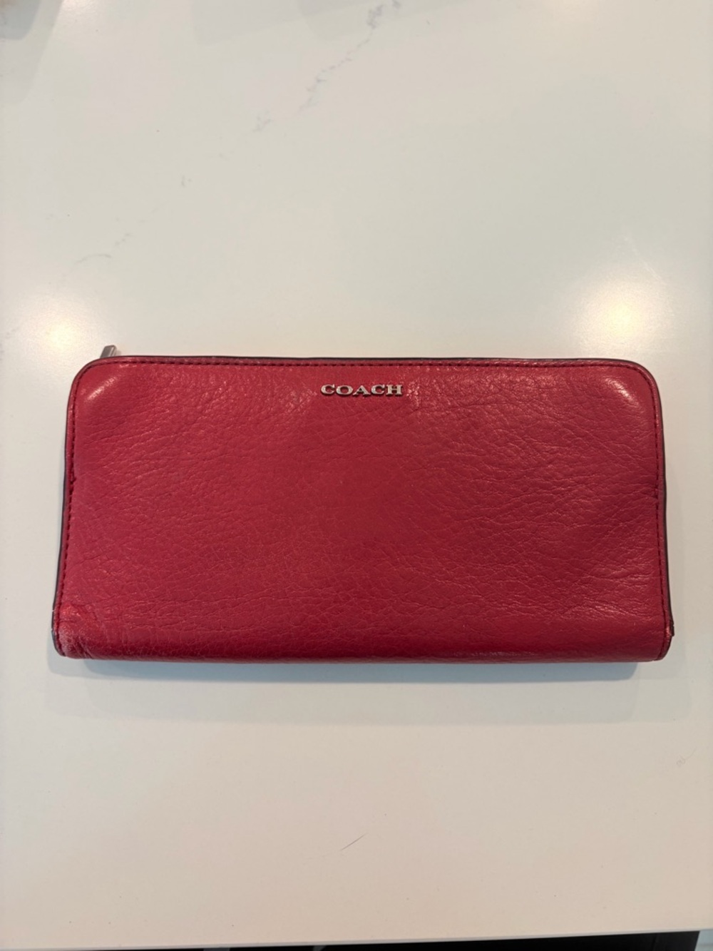 Vintage Coach Red Pebbled Leather long Wallet authentic